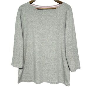 Talbots Top The Talbots Tee Womens XL Gray Heather 3/4 Sleeve Cotton Boat Neck